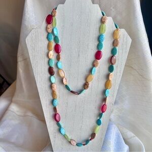 Vintage Boho Multicolor Beaded Long Necklace